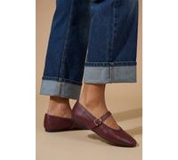 Oasis Women's Mia Faux Leather Mary Jane Ballet Flats Shoe in Oxblood | Size: 7