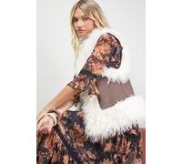 Oasis Women's Mongolian Faux Fur Gilet in Mink | Size: Large