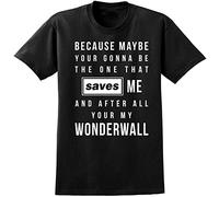 Oasis Music Lyrics T-Shirt - Wonderwall Song Inspired Tee - Mens Or Ladies Black M