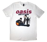 Oasis Music Men's Cigarettes & Alcohol Illustration T-Shirt in White | Size: Medium Oasis Music White M