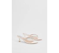 Oasis Narla Faux Leather Diamente Detail Toe Post Heels In White white