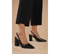 Oasis Women's Nicola Faux Leather Slingback Pointed Court Shoes in Black | Size: 3