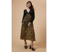 Oasis Women's Occasion Animal Spot Bodice Midi Dress in Black | Size: 10 Oasis Black 10