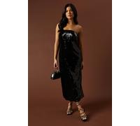 Oasis Occasion Clear Sequin Bandeau Maxi Dress In Black black 14