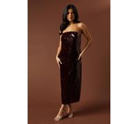 Oasis Occasion Clear Sequin Bandeau Maxi Dress In Wine wine 18