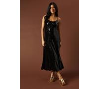 Oasis Occasion Clear Sequin Strappy Maxi Dress In Chocolate chocolate 8