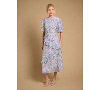 OASIS Occasion Floral Asymmetric Ruffle Jacquard Midi Dress 10
