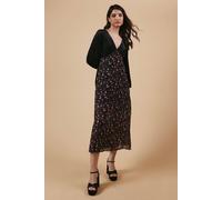 Oasis Occasion Floral Spot Bodice Midi Dress In Black black 8