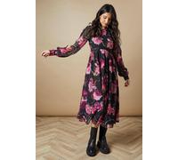 Oasis Occasion Floral Trim Insert Midaxi Dress In Black black 8