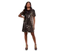 Oasis Occasion Geo Sequin Puff Sleeve Mini Dress, 10, Black