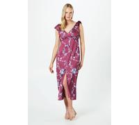 Oasis Occasion Petite Satin Button Midi Dress In Wine wine 12