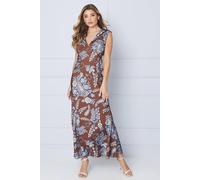 Oasis Occasion Petite Satin Open Back Maxi Dress In Chocolate chocolate 10