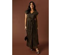 Oasis Occasion Plisse Split Maxi Dress In Gold gold
