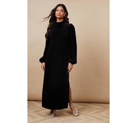 Oasis Occasion Velvet High Neck Midi Dress In Black black 12
