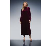 Oasis Occasion Velvet High Neck Midi Dress In Plum plum 16
