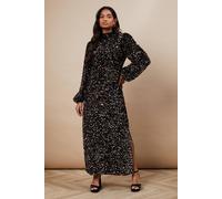 Oasis Women's Occasion Velvet Sequin High Neck Midi Dress in Black | Size: 8 Oasis Black 8