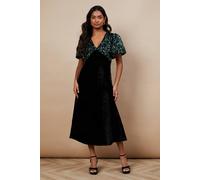 Oasis Occasion Velvet Sequin Midi Dress In Green green 10