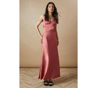 Oasis Occasion Velvet Tie Satin Maxi Dress In Terracotta terracotta 12