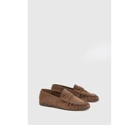 Oasis Olivia Faux Suede Ruched Detail Loafers, 4, Chocolate