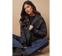 Oasis Onion Quilted Popper Jacket In Black black 6