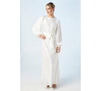 Oasis Open Back Blouson Sleeve Satin Wedding Dress In Ivory ivory 8