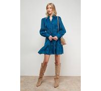 Oasis Organza Lace Trim Shirt Mini Dress In Teal teal 8