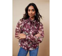 Oasis Organza Pussybow Blouse In Wine wine 6