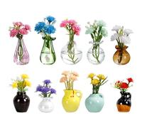 Oasis Origin Hand-Blown Mini Vase Magnets for Fridge, Set of 10 Artisan Glass & Ceramic Bud Vases, Each One Unique, Tiny Garden Decor Gift for Mom, Teachers & Coworkers