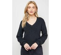 Oasis Pearl Detail Ribbed Jumper In Black black