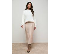 Oasis Pearl Embellished Cable Knit High Neck Eyelash Jumper In Ivory ivory S