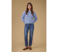 Oasis Women's Pearl Embellished Knitted Jumper in Denim Blue | Size: Large