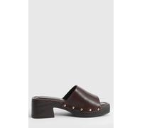 Oasis Peggy Faux Leather Clog Mules In Brown brown
