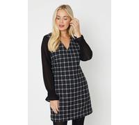 Oasis Petite Chiffon Sleeve Check Boucle Dress In Black black 8