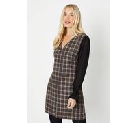 Oasis Petite Chiffon Sleeve Check Boucle Dress In Blue blue 8