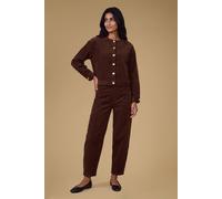 Oasis Women's Petite Cord Barrel Leg Trouser in Chocolate | Size: 8