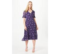 Oasis Petite Floral Dobby Button Midi Dress In Navy navy 6