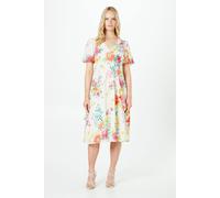 Oasis Petite Floral Dobby Lace Trim Ruffle Midi Dress In Ivory ivory 6