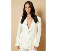 Oasis Petite Floral Embroidered Tailored Blazer In Ivory Ivory 12