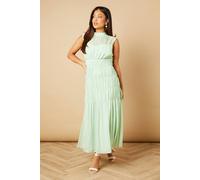 Oasis Petite Gathered High Neck Chiffon Midi Dress In Aqua aqua 12