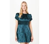 Oasis Petite Jacquard Satin Drop Hem Mini Dress In Green green 14