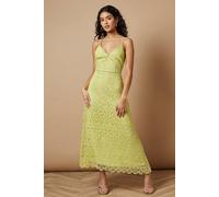 Oasis Petite Lace Insert Strappy Midi Dress In Lime lime 14