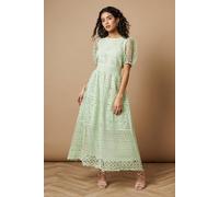 Oasis Petite Lace Puff Sleeve Midaxi Dress In Pistachio pistachio 10