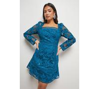 Oasis Petite Lace Trim Detail Mini Dress In Blue blue 10