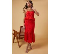 Oasis Petite Occasion Jacquard Peplum Midaxi Dress In Red red 14