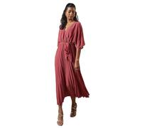 Oasis Women's Petite Occasion Kimono Sleeve Pleated Midi Dress in Rose | Size: 8 Oasis Rose 8