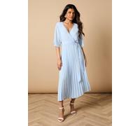 Oasis Women's Petite Occasion Kimono Sleeve Pleated Midi Dress in Cornflower Blue | Size: 8 Oasis Cornflower Blue 8