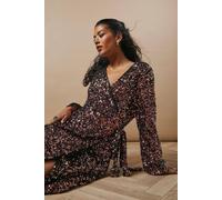 Oasis Petite Occasion Sequin Wrap Midi Dress In Pink pink 8