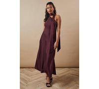 Oasis Petite Occasion Tie Bias Maxi Dress In Chocolate chocolate 18