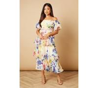 Oasis Petite Organza Floral Bardot Midaxi Dress multi 8