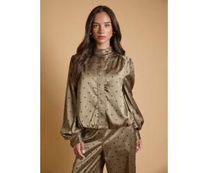 OASIS Petite Polka Dot Satin Back Crepe Funnel Neck Jacket 14